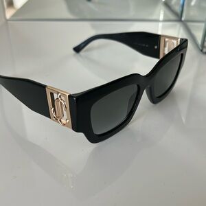 Jimmy Choo Nenas 3D Logo Acetate Rectangle Sunglasses